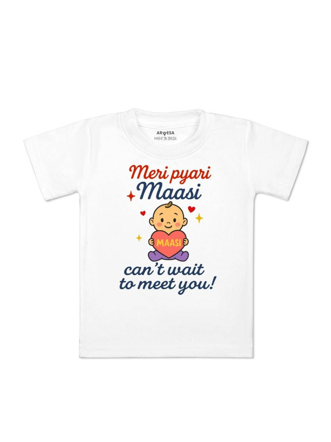 Hello Maasi I can't Wait To Meet You Printed Kids Tshirt