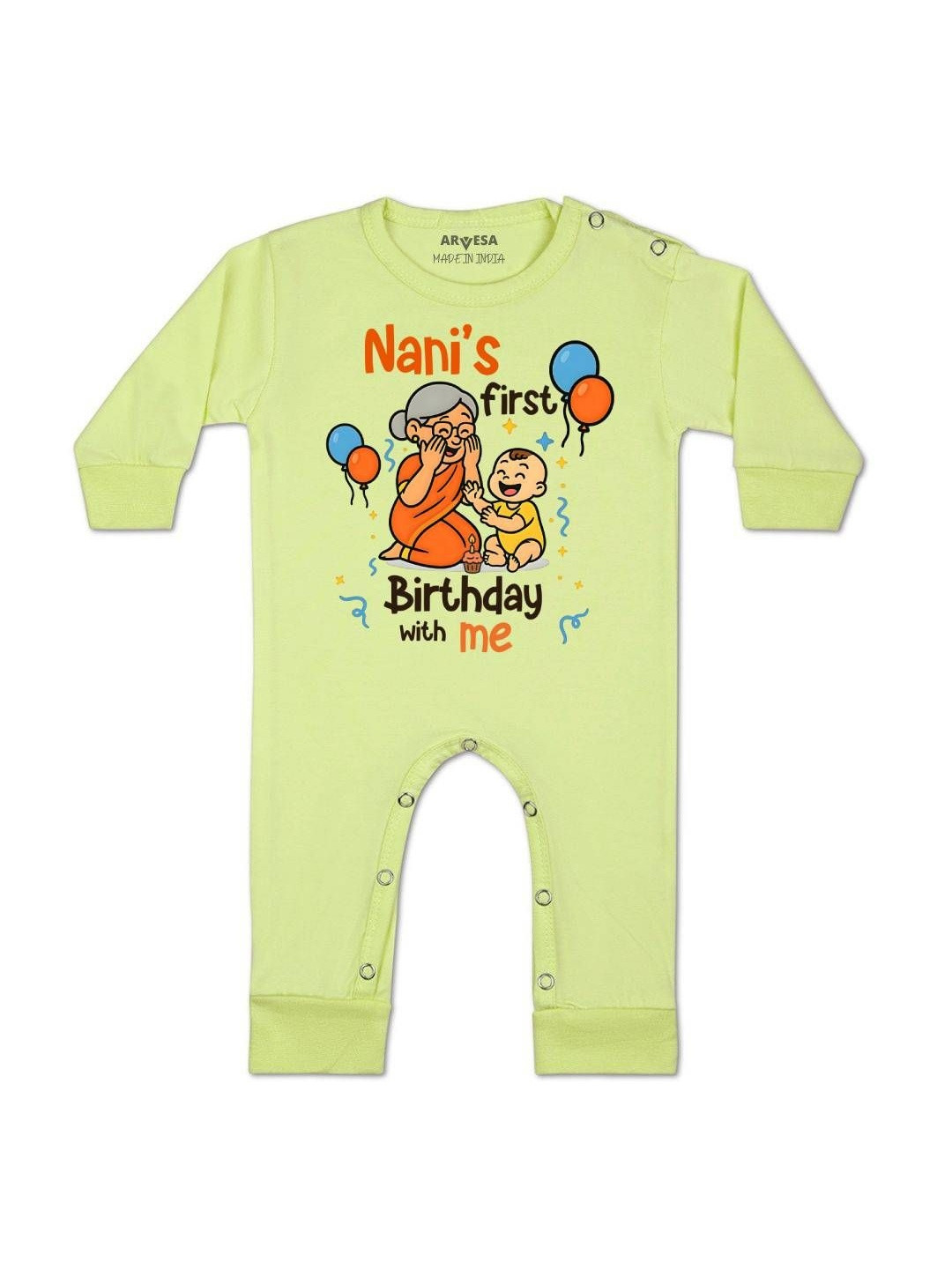 Nani First Birthday With Me Printed Baby Rompers