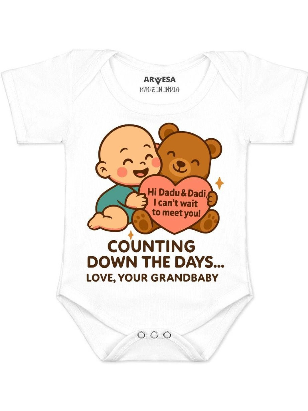 Dadu Dadi Cant Wait To Meet You Printed Romper