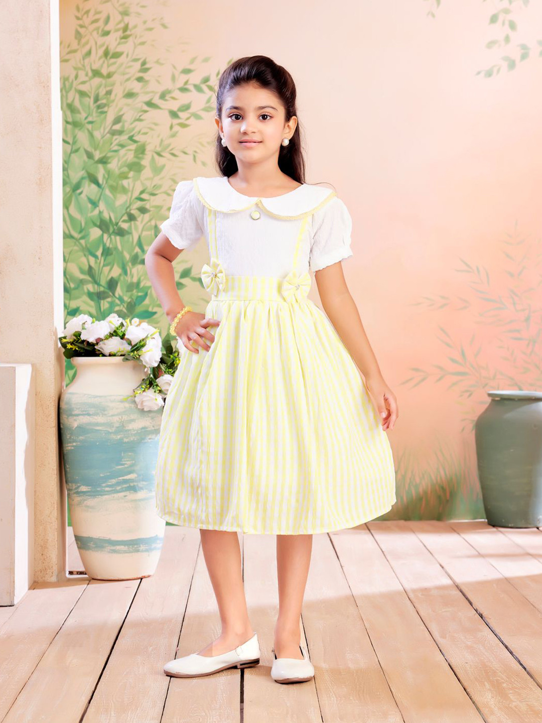 BAESD Striped Bow detail Fit & Flare Dress