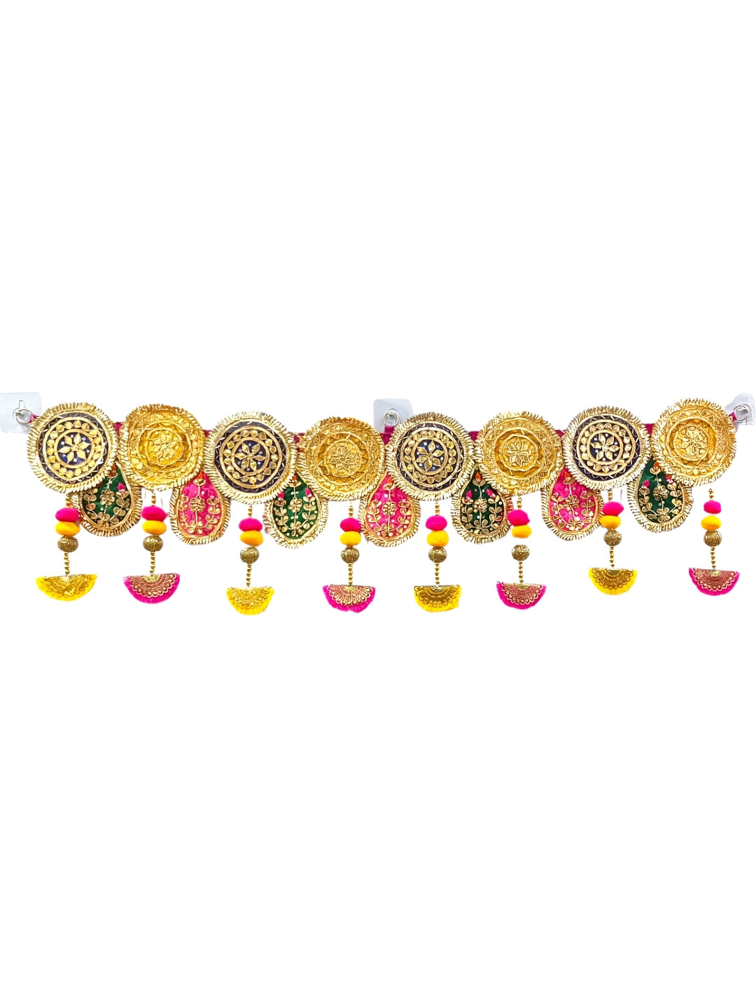 PUFFSMART Pink & Yellow Textured Gotta Patti Bandhanwar Toran