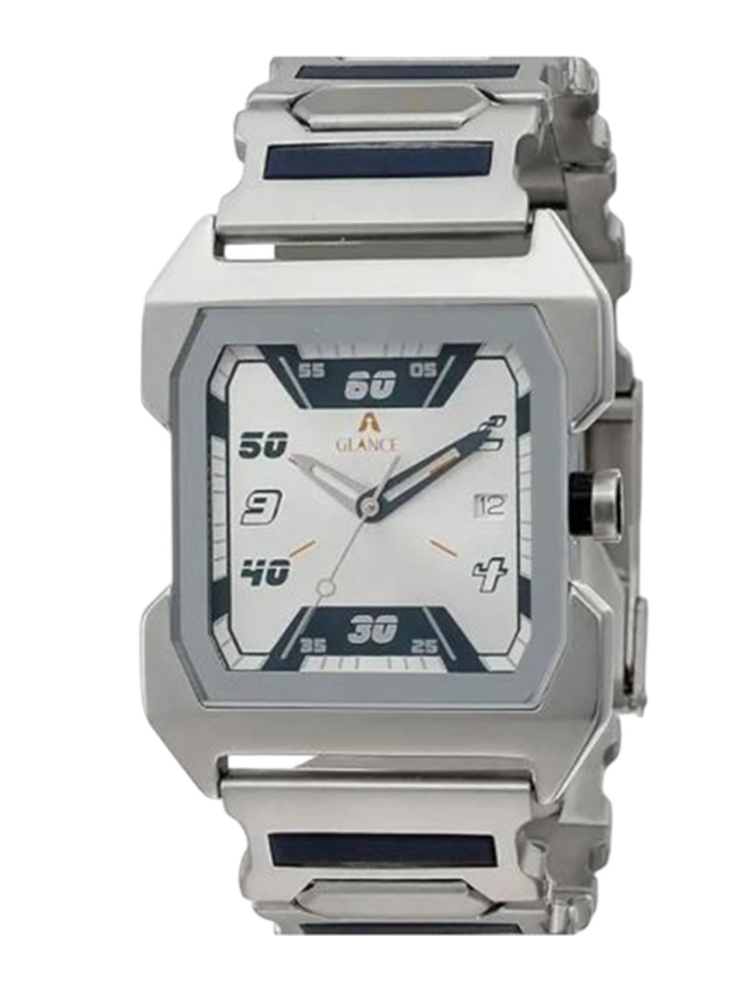 Aglance Men Printed Stainless Steel Straps Analogue Watch Aglance 1474SM01 Silver Dial