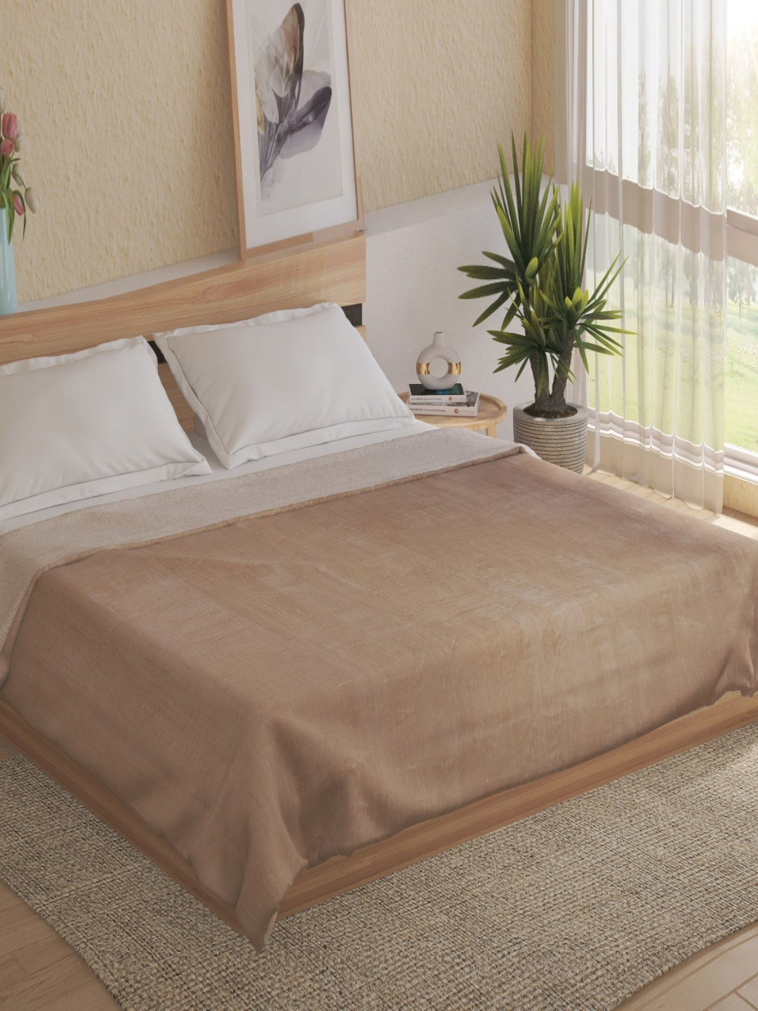 Home Centre Cloud Cozy Beige 300 GSM AC Room Double Bed Quilt