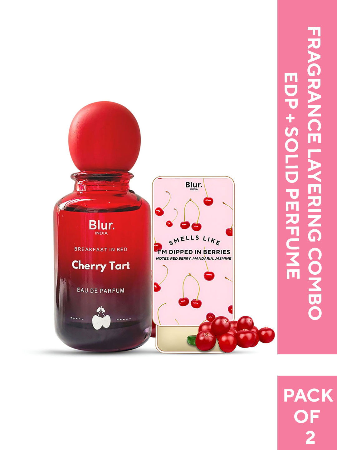 BLUR INDIA Set Of 2 Breakfast In Bed Cherry Tart & Smells Like I'm Dipped In Berries EDP