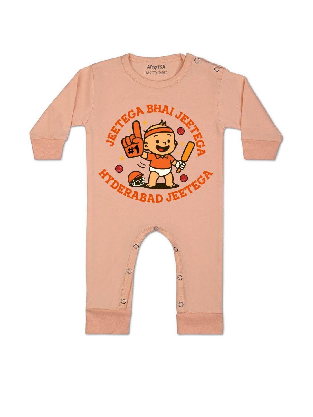 Arvesa Kids Graphic Printed Round Neck Lng Sleeves Cotton Rompers