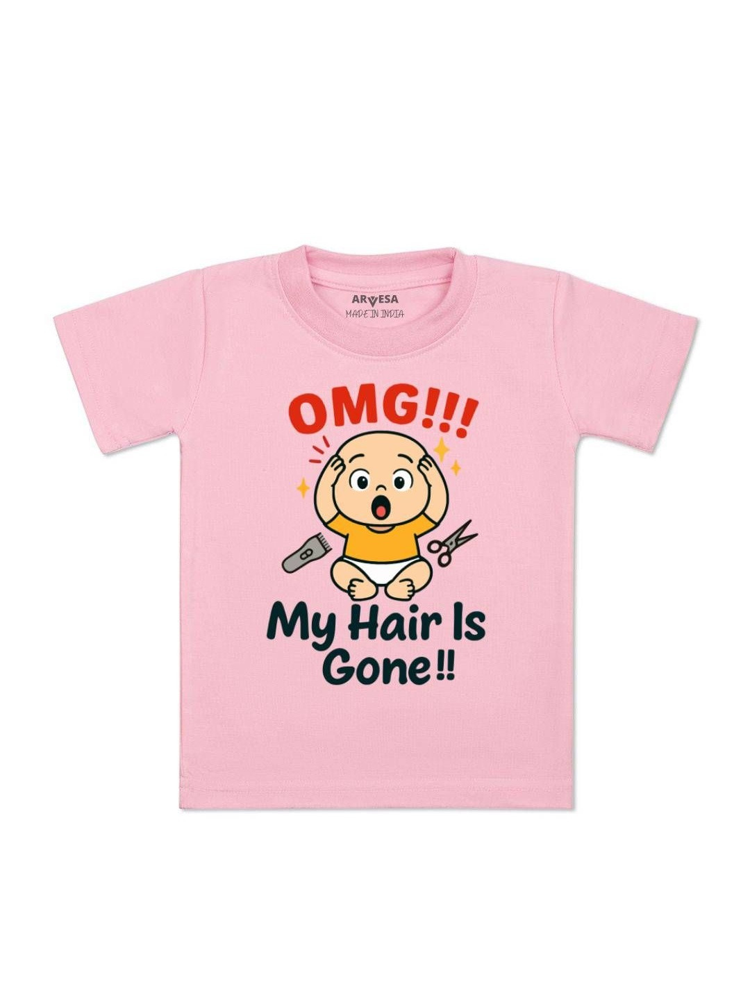 Omg My Hair is Gone Printed Kids Tshirt