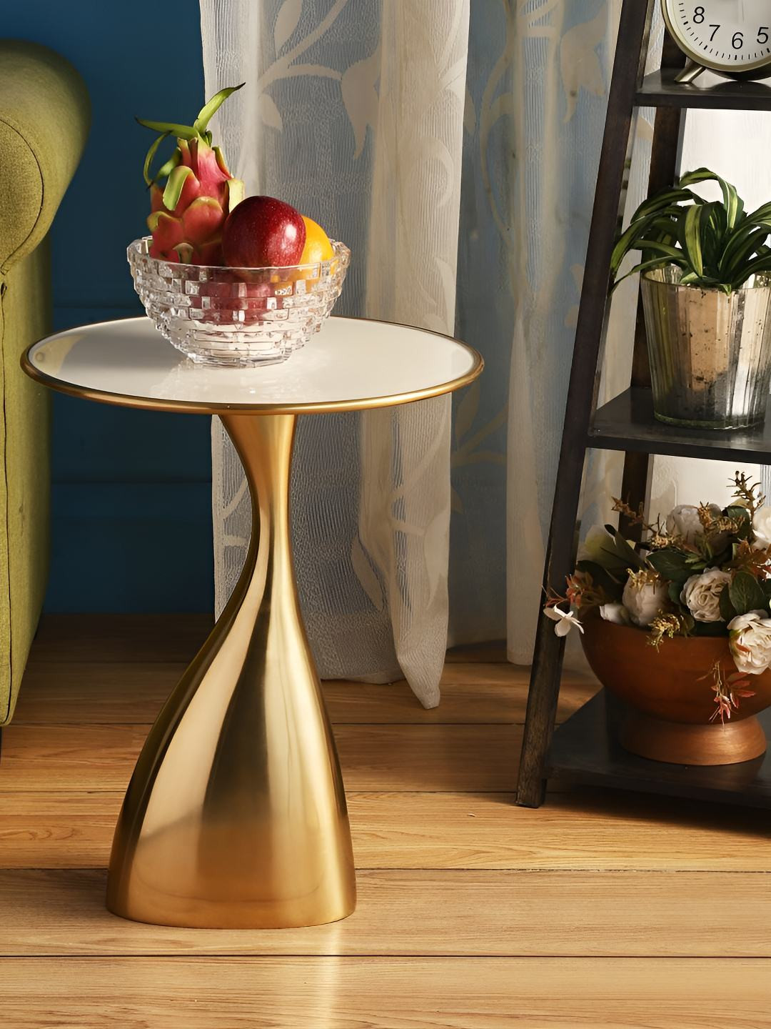 Decor de Maison Yellow & White Round Bedside Table