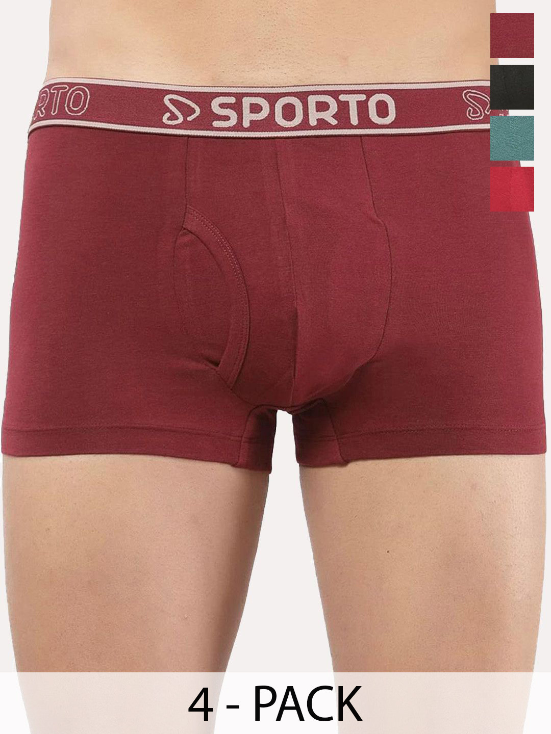 Sporto by Macho Pack Of 4 Combed Cotton Low-Rise Short Trunks