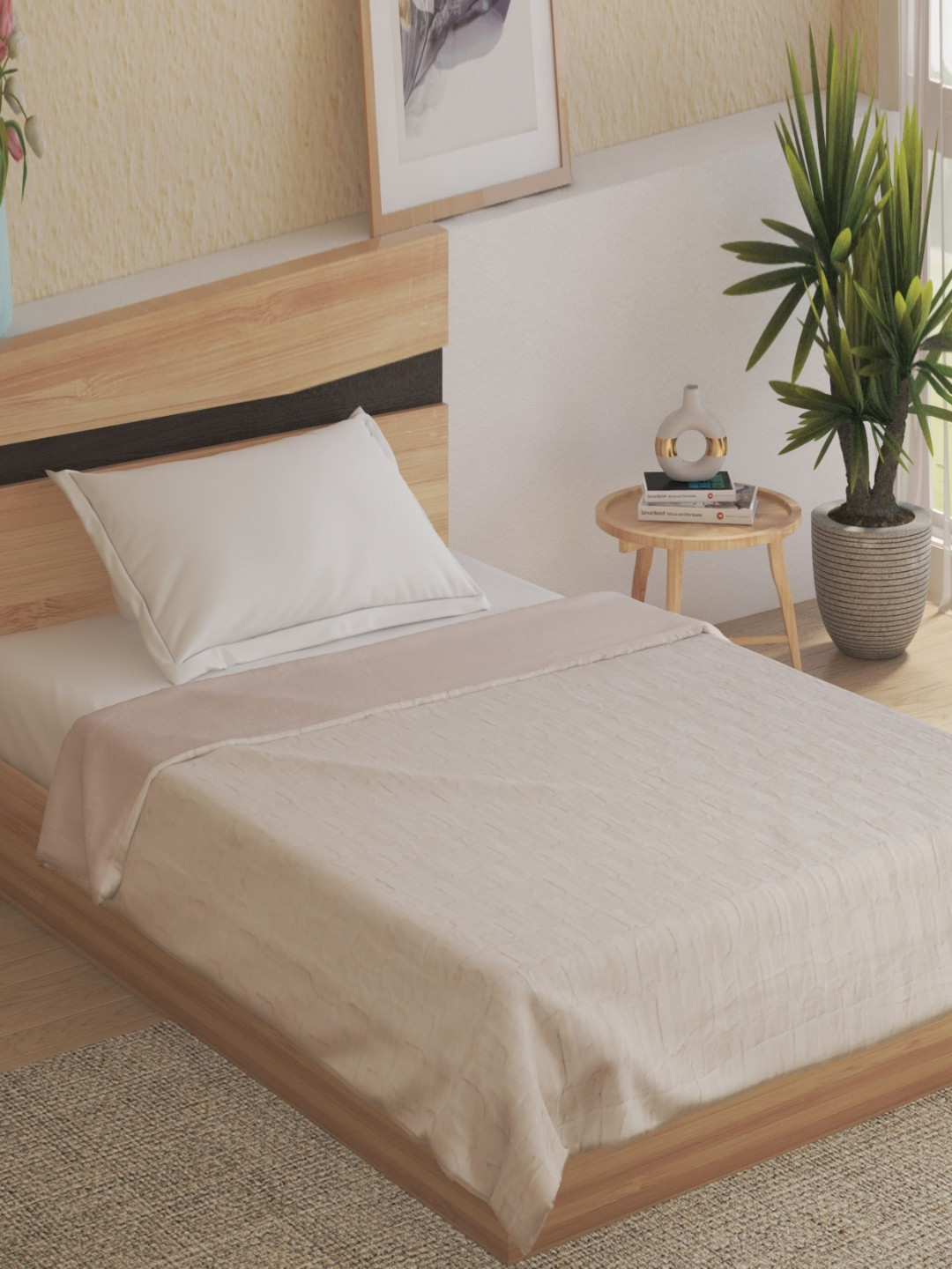 Home Centre Sahara Off White AC Room 500 GSM Single Bed Blanket