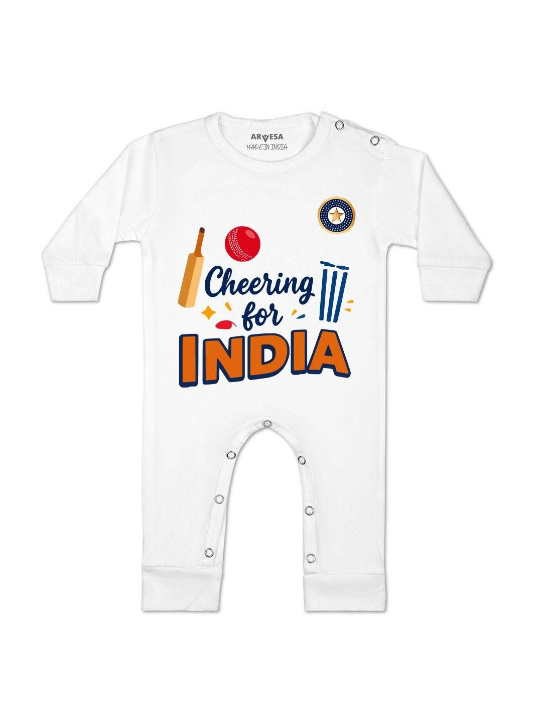 Cheering For India Printed Baby Rompers