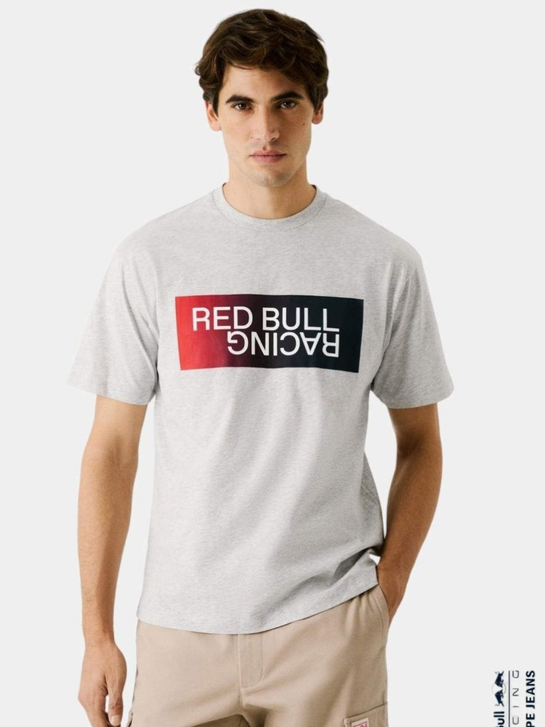 Pepe Jeans Men RED BULL RACING X Solid Round Neck Pure Cotton T-shirt