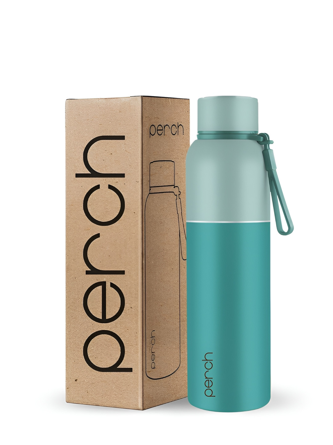 PERCH Teal Brand Logo Printed Stainless Steel Double Wall Vacuum Water Bottle-1 L