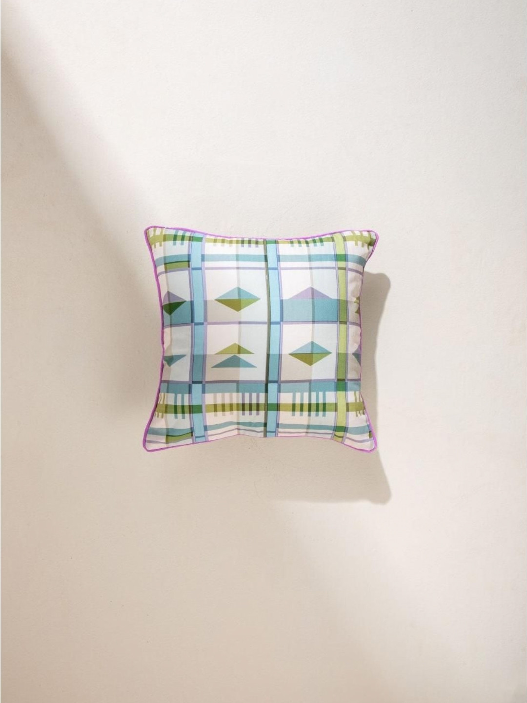 FREEDOM TREE Cambaya Herringbone Blue & White Printed Cotton Square Cushion Covers