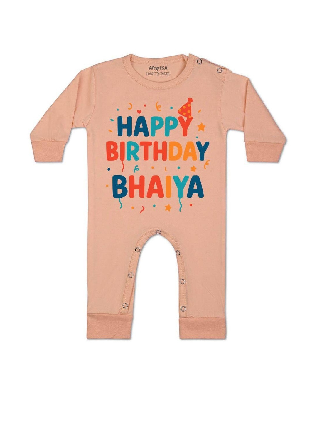 Arvesa Kids Printed Round Neck Long Sleeves Baby Rompers