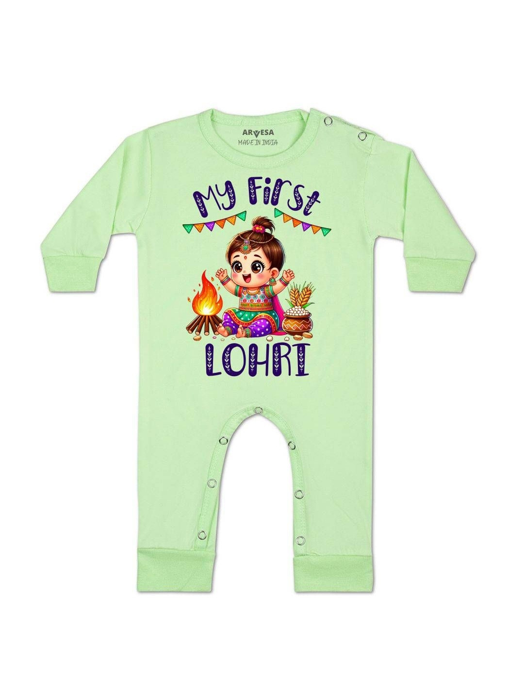 Arvesa Kids Envelope Neck Full Sleeve Cotton Rompers