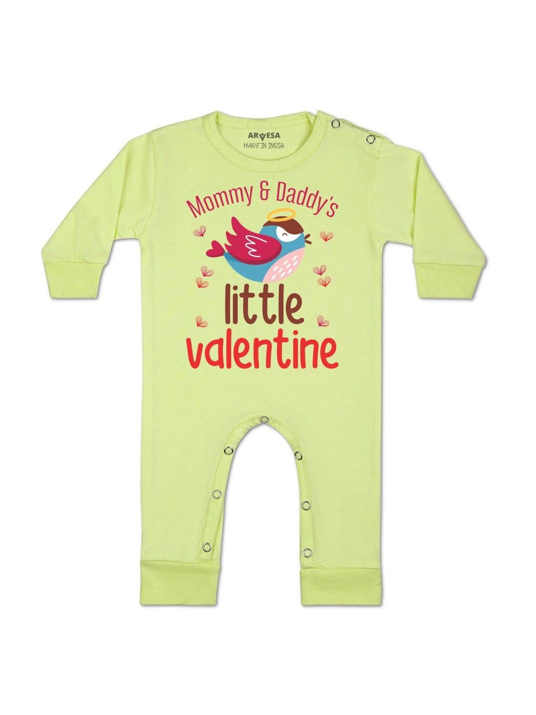 Arvesa Infants Mommy And Daddy Little Valentine Printed Round Neck Baby Rompers