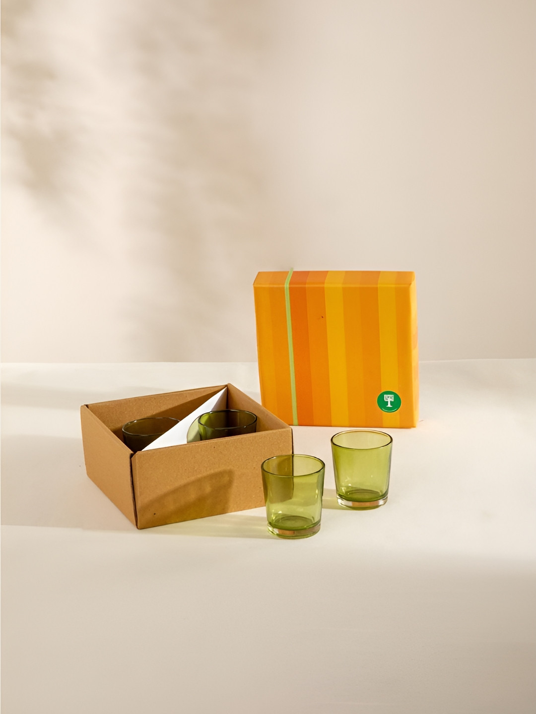 FREEDOM TREE Green 4 Pieces Glass Candle Holders