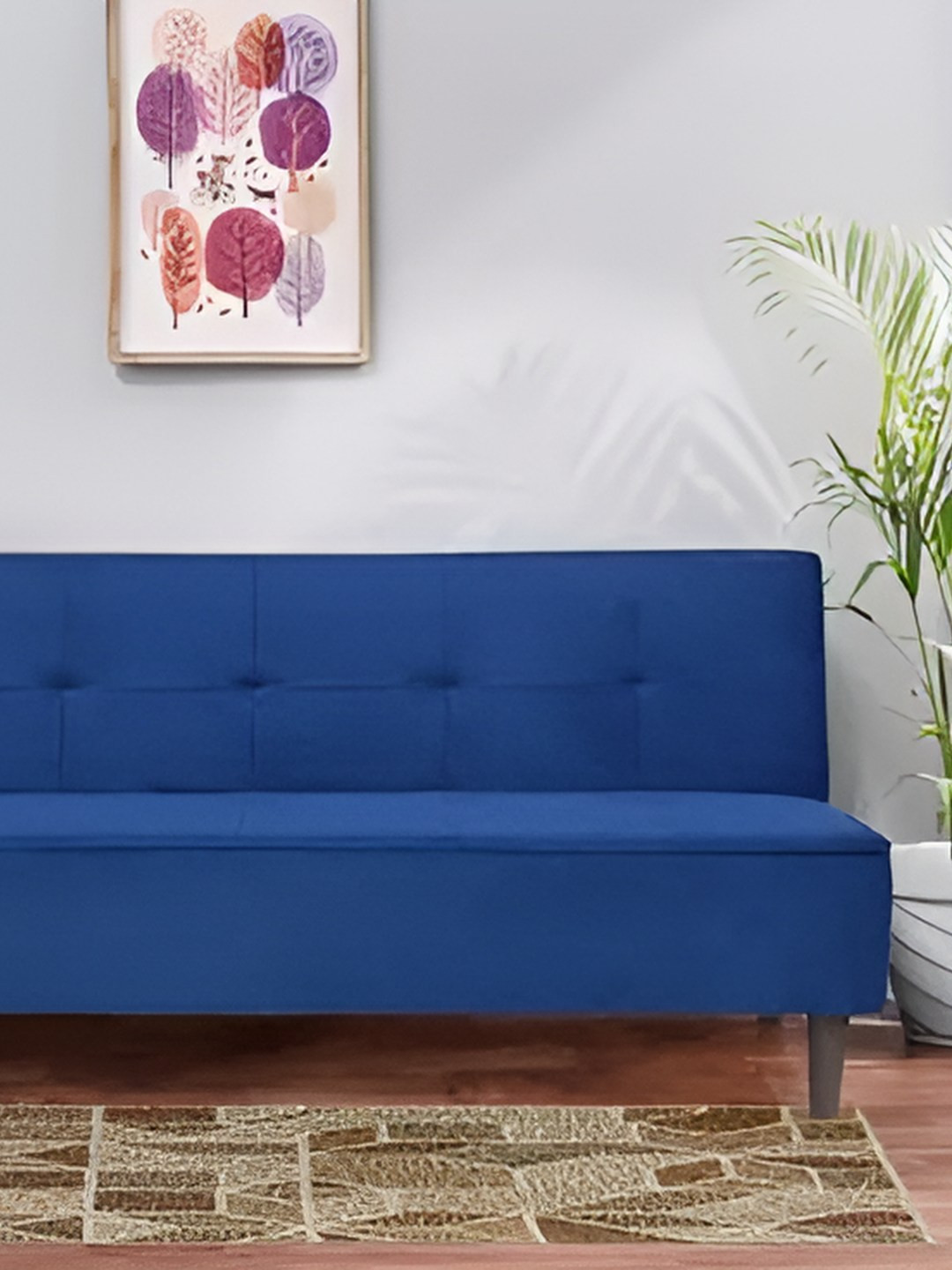 Solis Primus Comfort for all Blue 3 Seater Velvet Inflatable Sofa And Bed