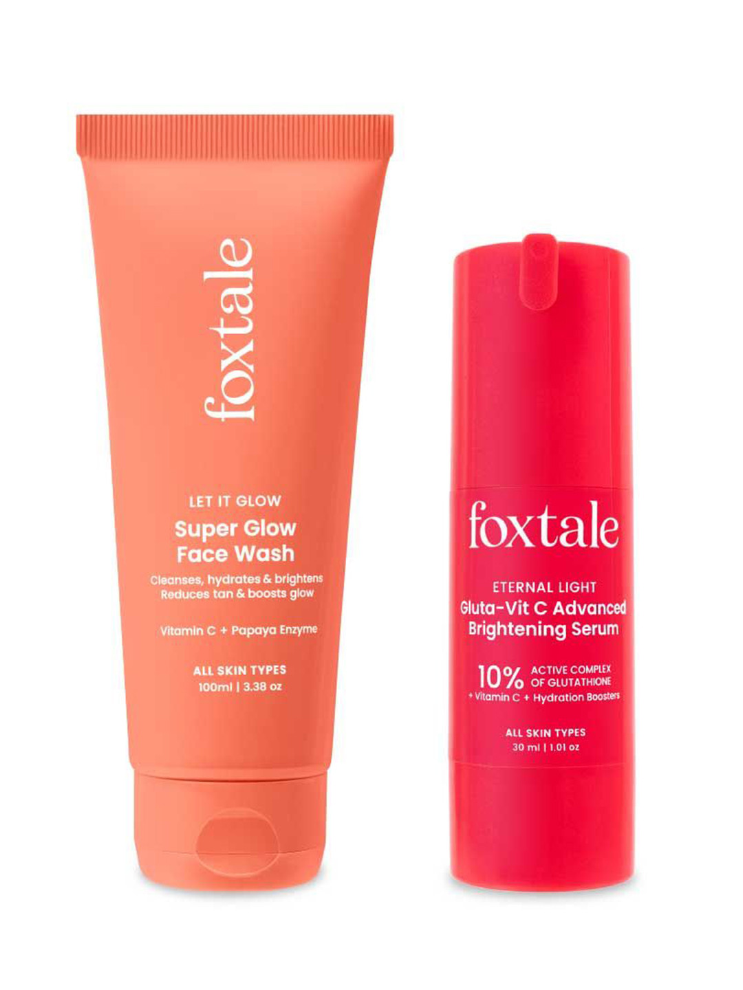 FoxTale Set Of 2 Super Glow Face Wash- 100 ml & Glutathione Serum- 30 ml