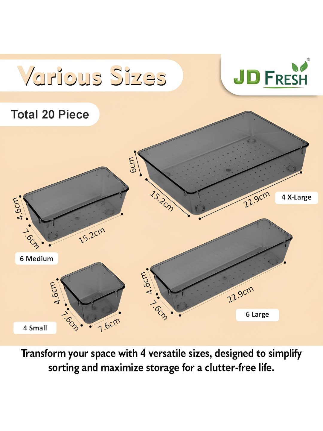 JD FRESH Black 20 Pieces Makeup Organisers