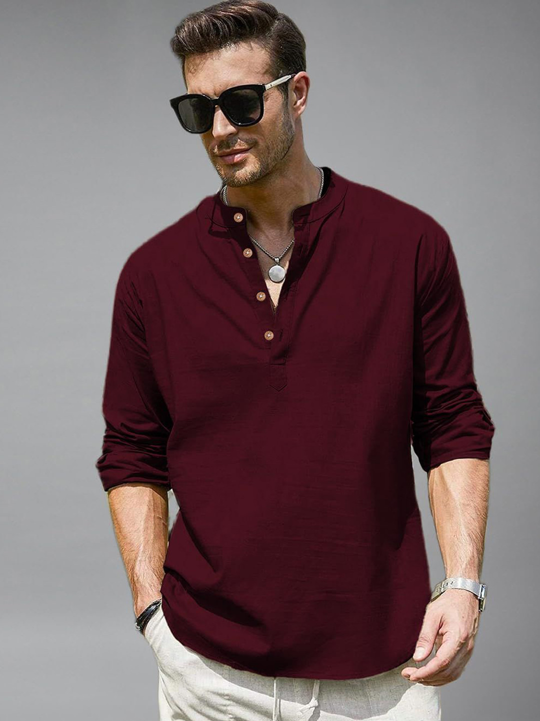 Vida Loca Men Solid Festive Cotton Straight Kurta