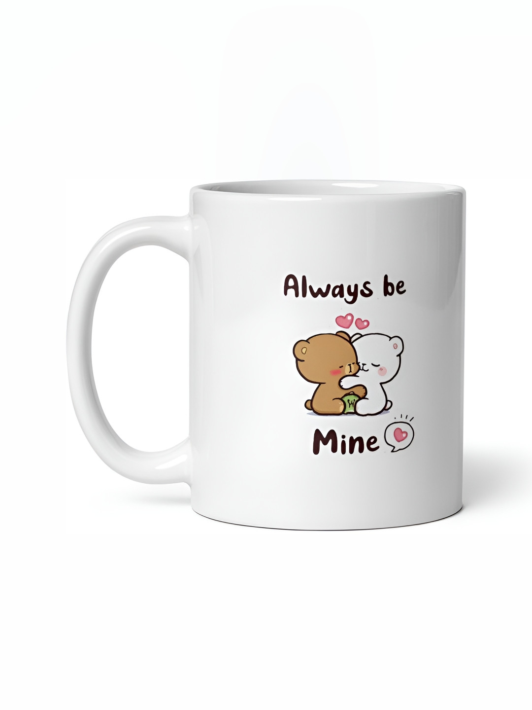 Mr UVD White & Brown Cartoon Characters Printed Ceramic Glossy Cups- 350 ml