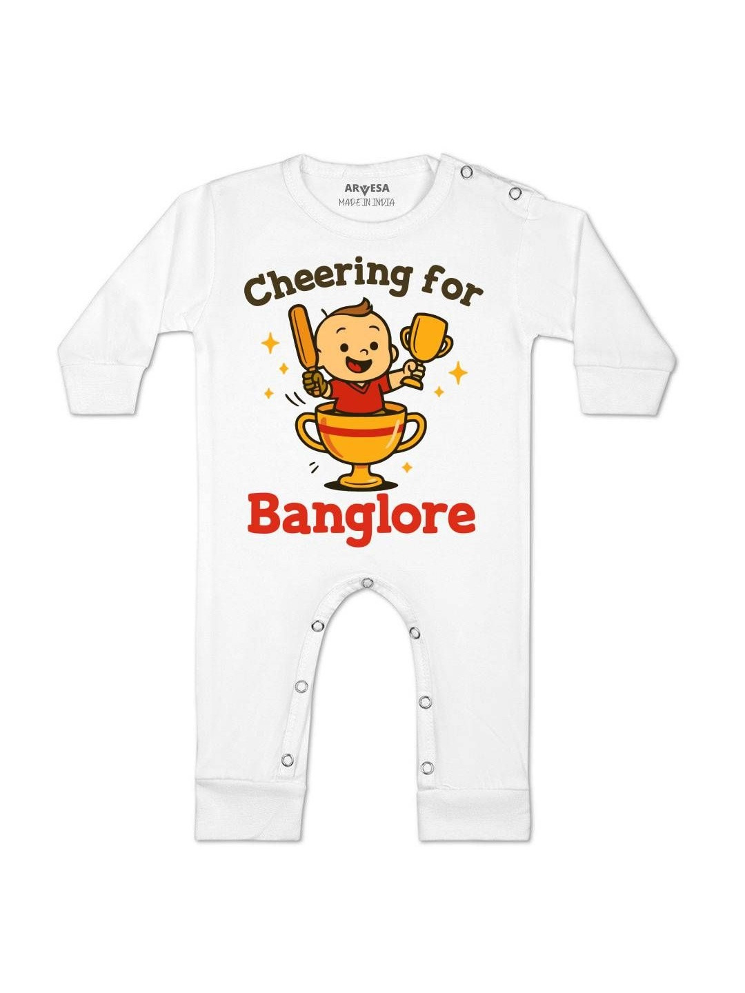 Cheering For Bangalore Printed Baby Rompers
