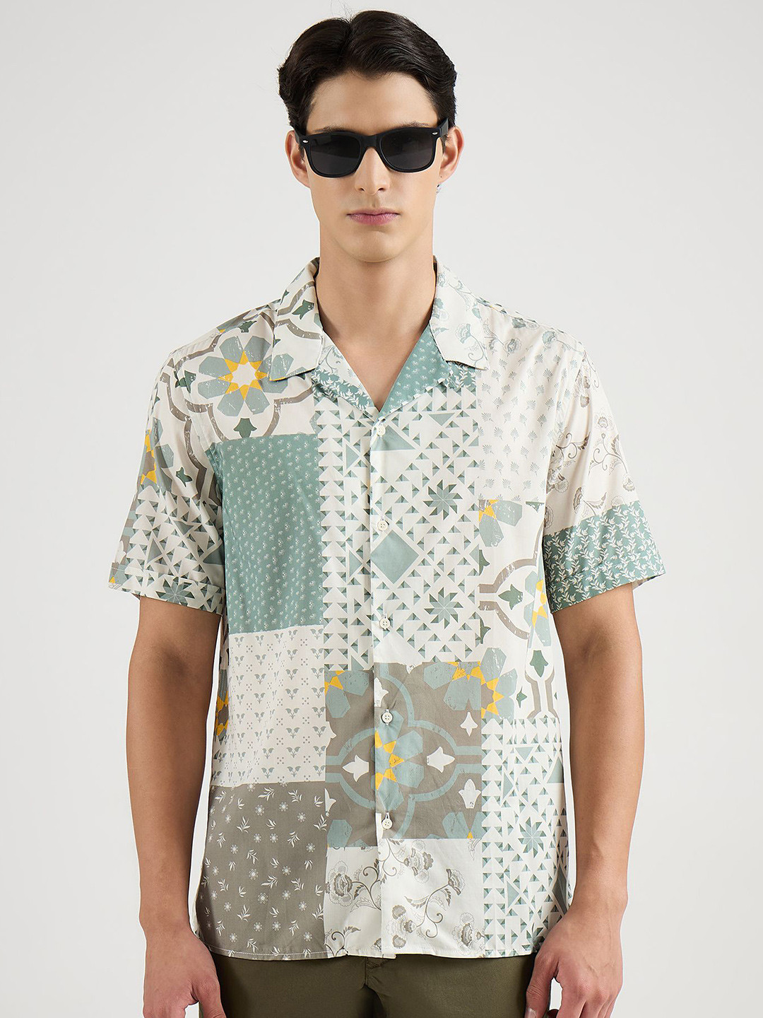 Antony Morato Straight Cuban Printed Spread Collar Cotton Casual Shirt