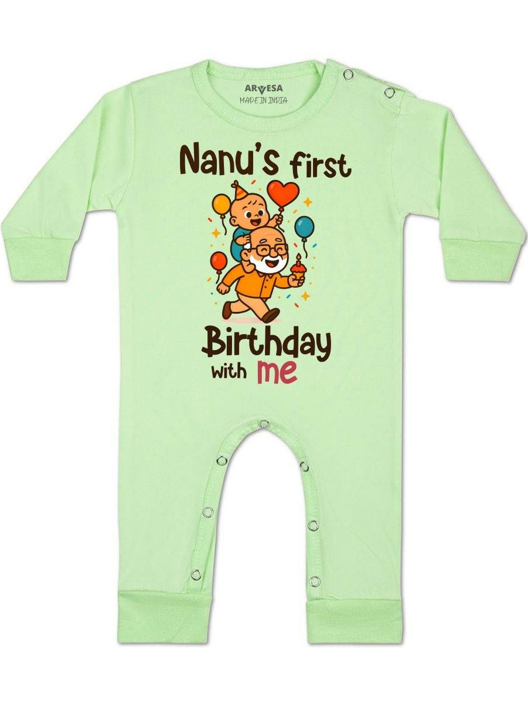 Arvesa Infant Nanu First Birthday With Me Printed Rompers