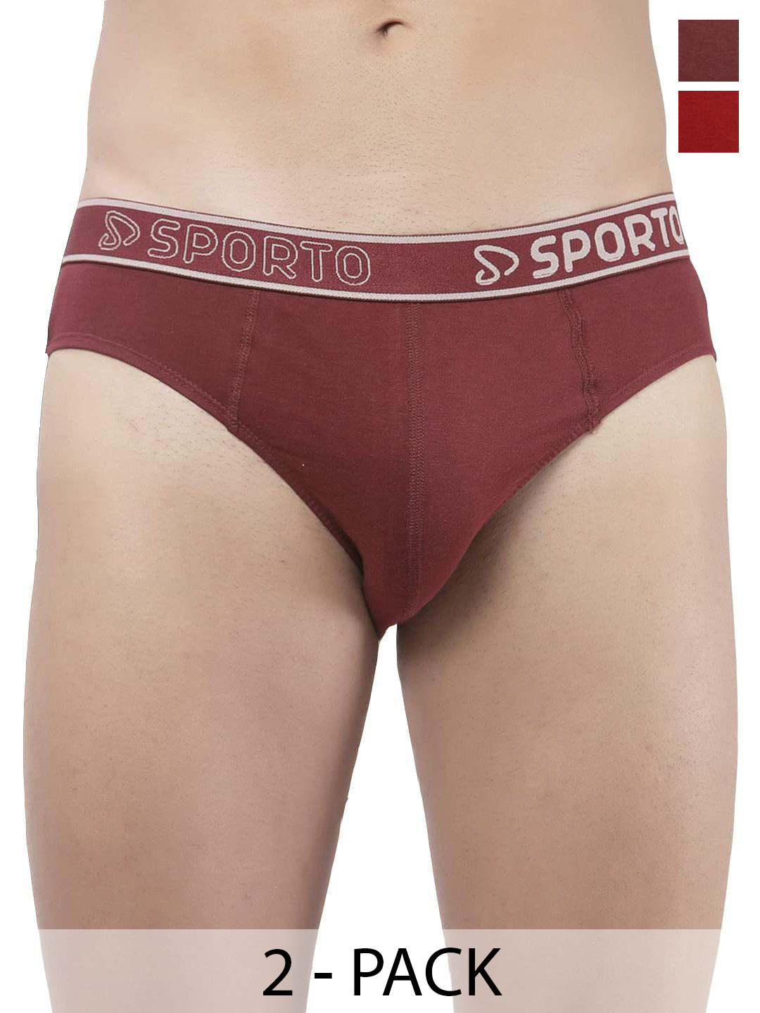 Sporto by Macho Pack Of 2 Combed Cotton Mid-Rise Basic Briefs Sprto-M1010_M(1)-R(1)-S