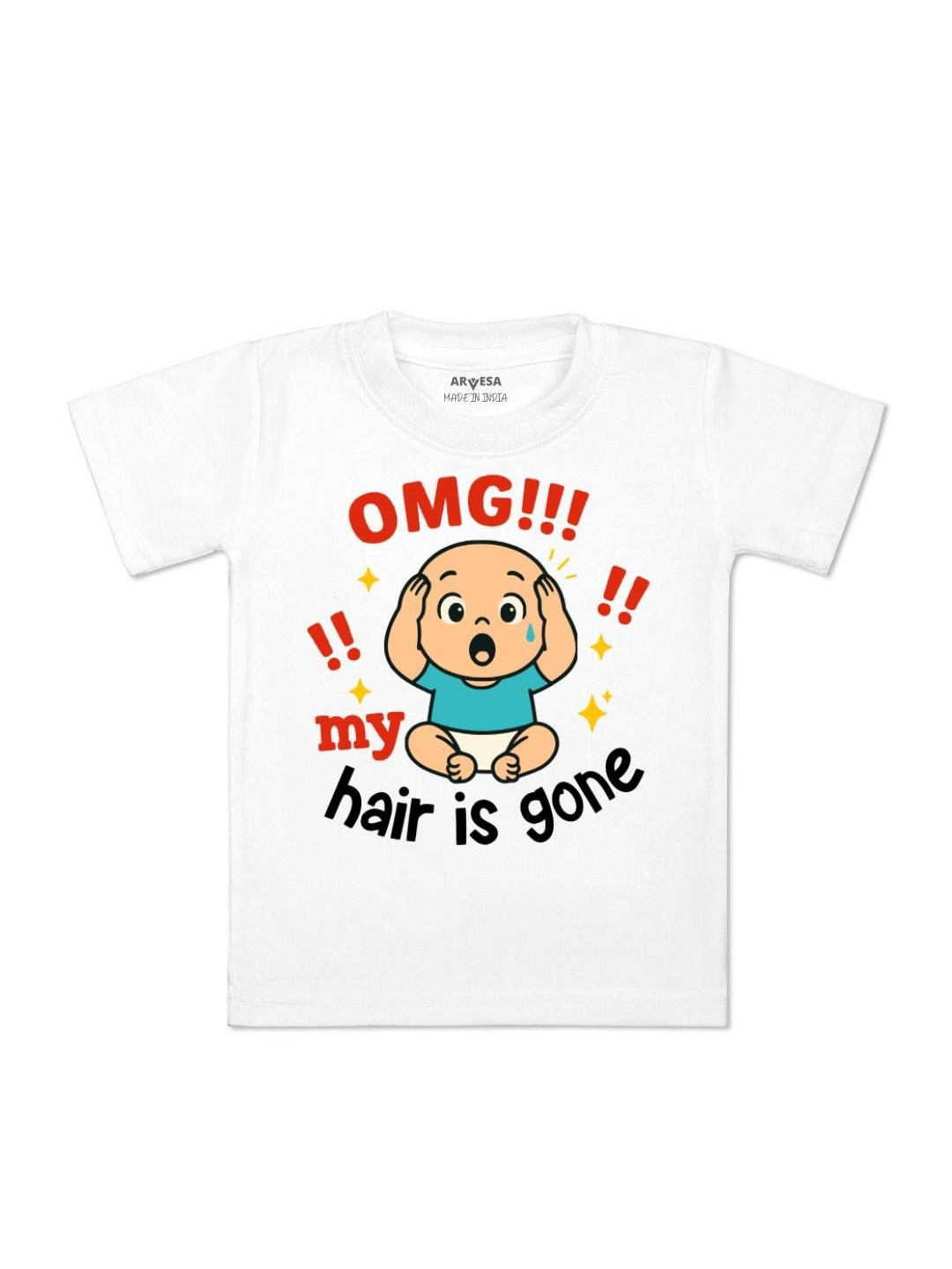 Omg My Hair is Gone Printed Kids Tshirt