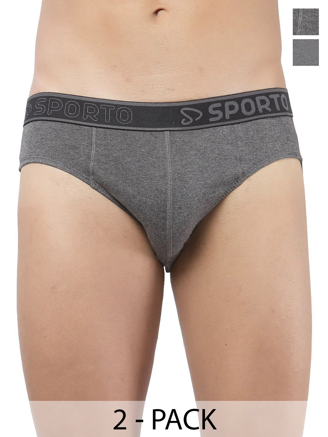 Sporto by Macho Pack Of 2 Super Combed Cotton Basic Briefs Sprto-M1010_A(1)-CH(1)-XL
