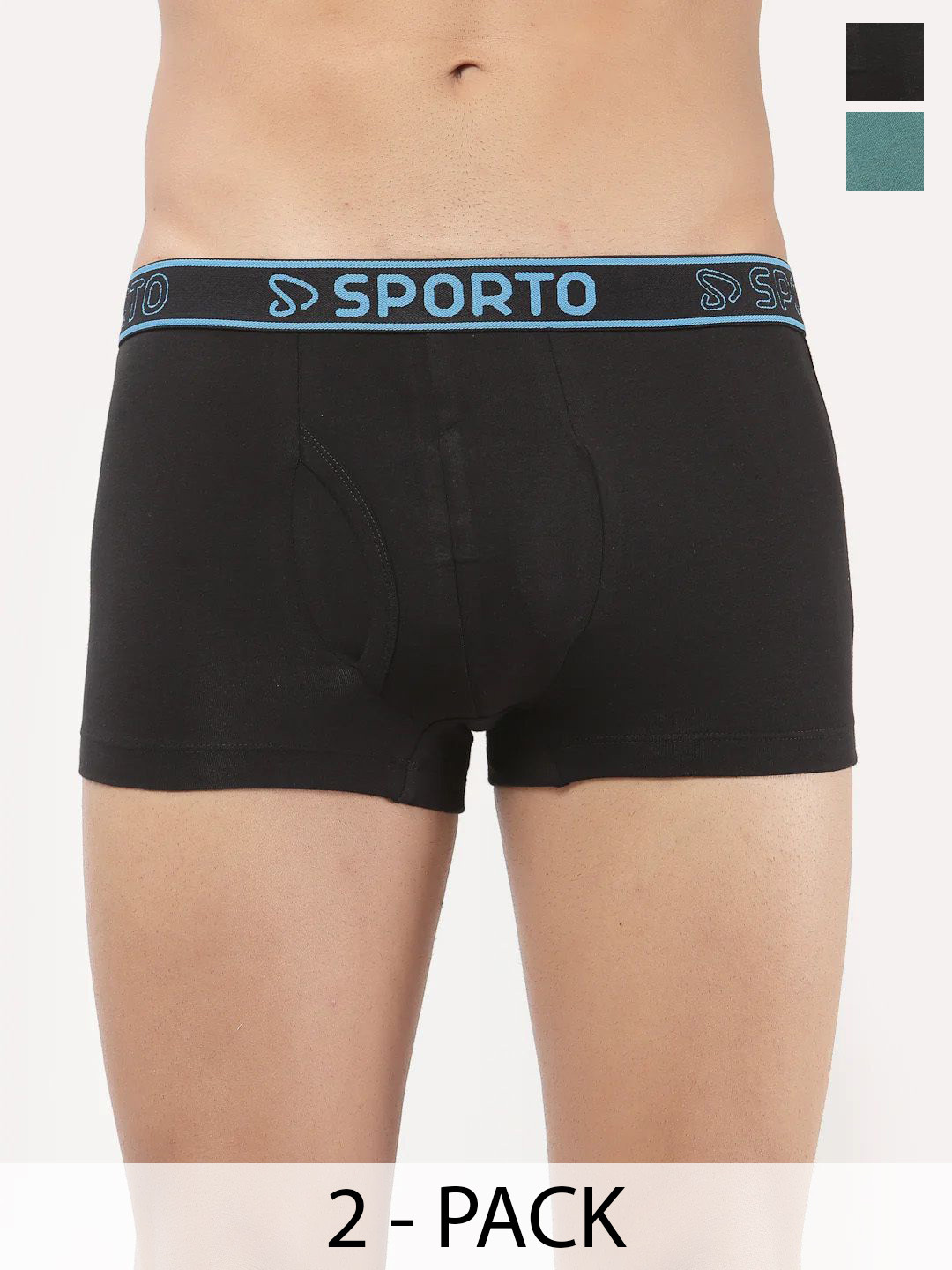 Sporto by Macho Pack Of 2 Bio-Polish Mid-Rise Short Trunks Sprto-M1022_B(1)-Prt(1)-S