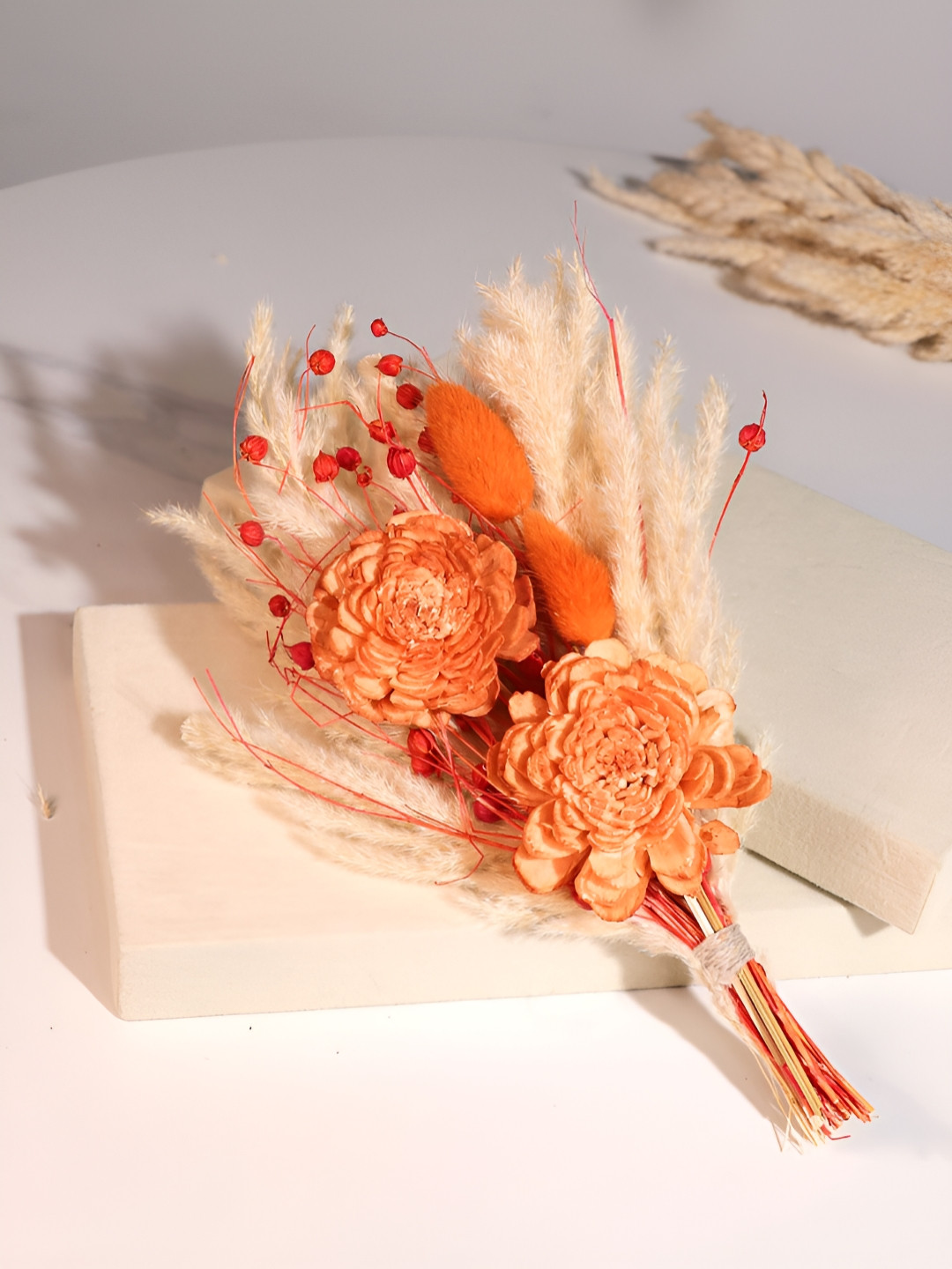 Art Street Beige & Orange Rose Artificial Flower