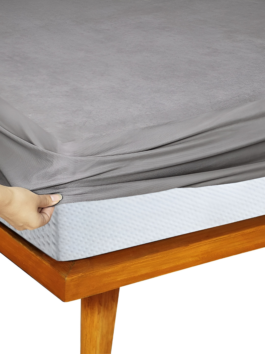Feelme Grey Cotton Water Resistant Mattress Protector