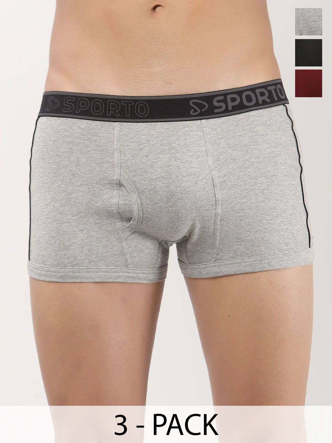 Sporto by Macho Men Pack Of 3 Bio-Polish Low-Rise Short Trunks