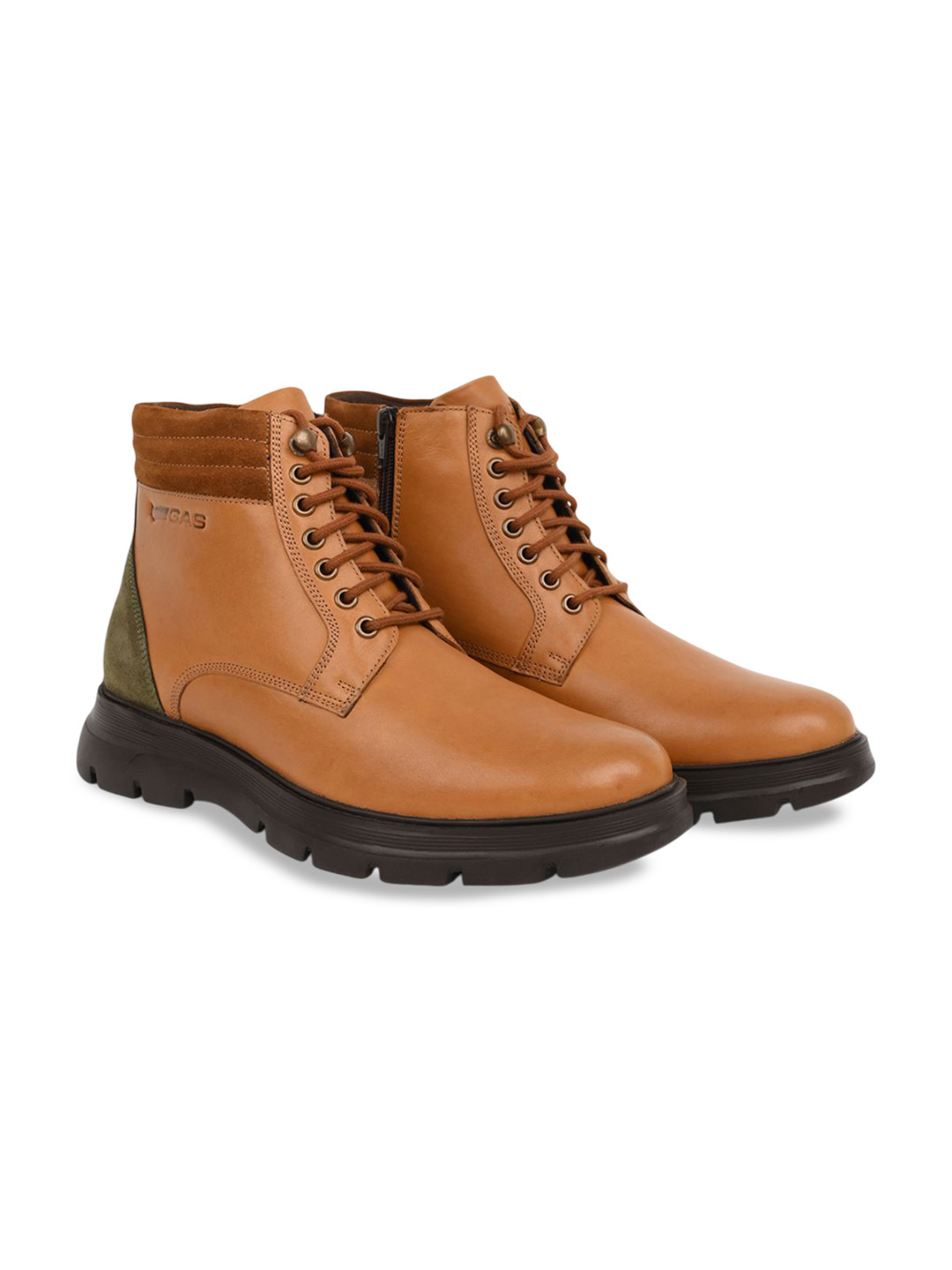 GAS Leather Round-Toe Casual Regular Boots