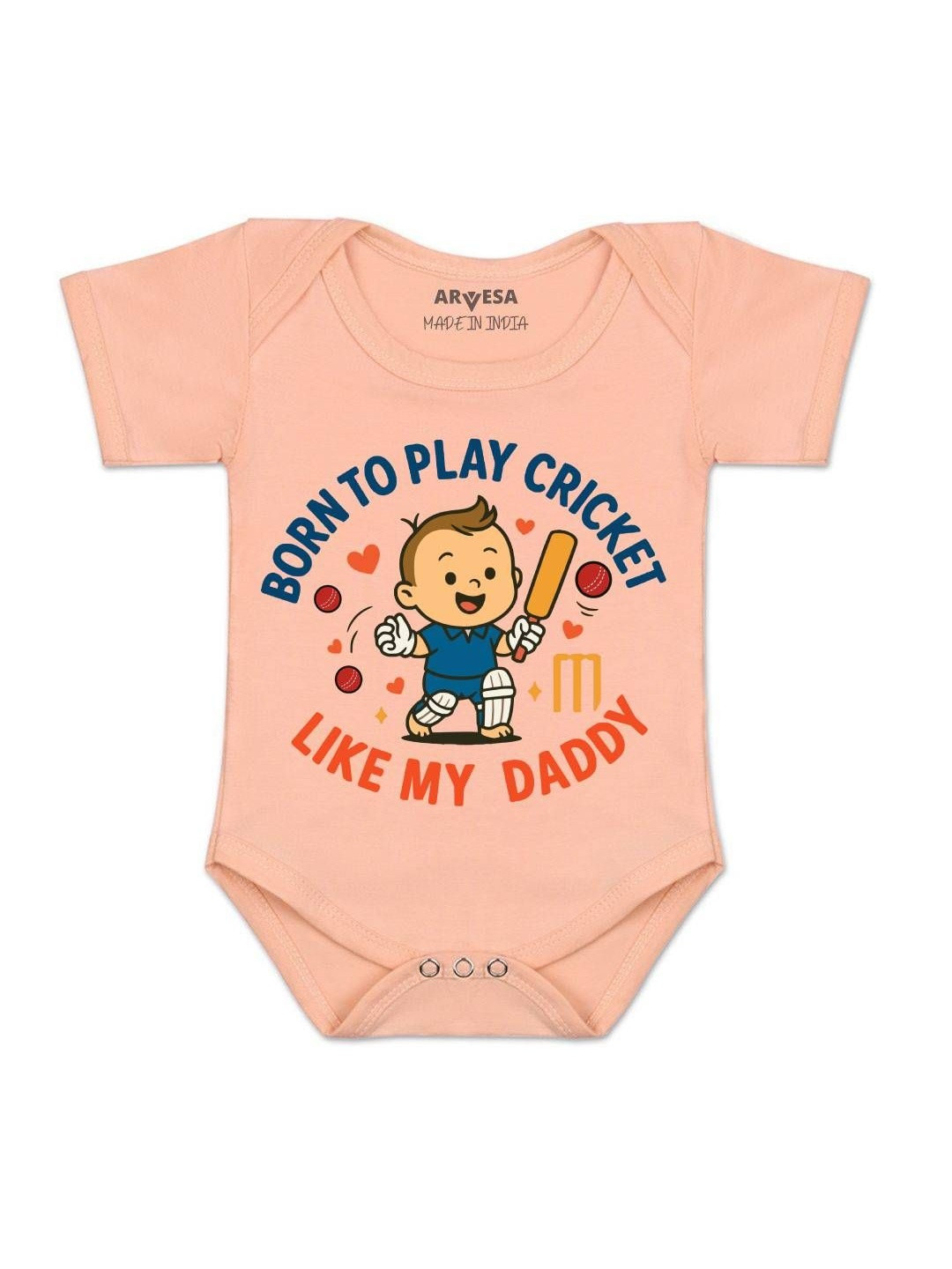 Born To Play Cricket Printed Romper