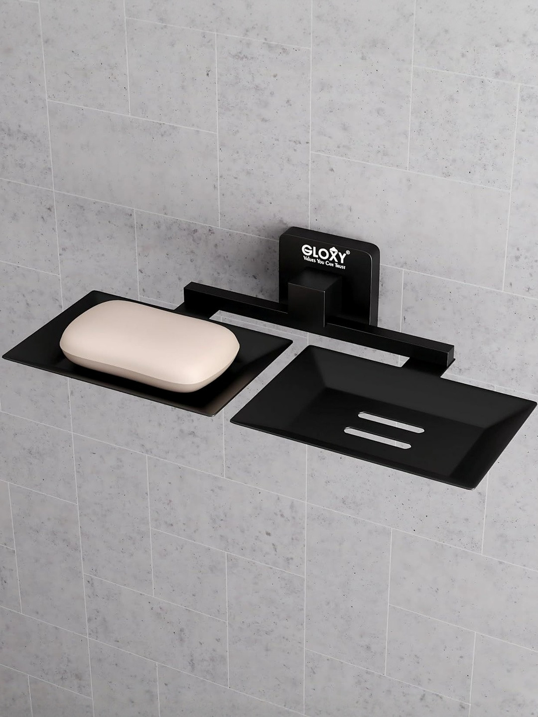 GLOXY Black Stainless Steel Soap Dish