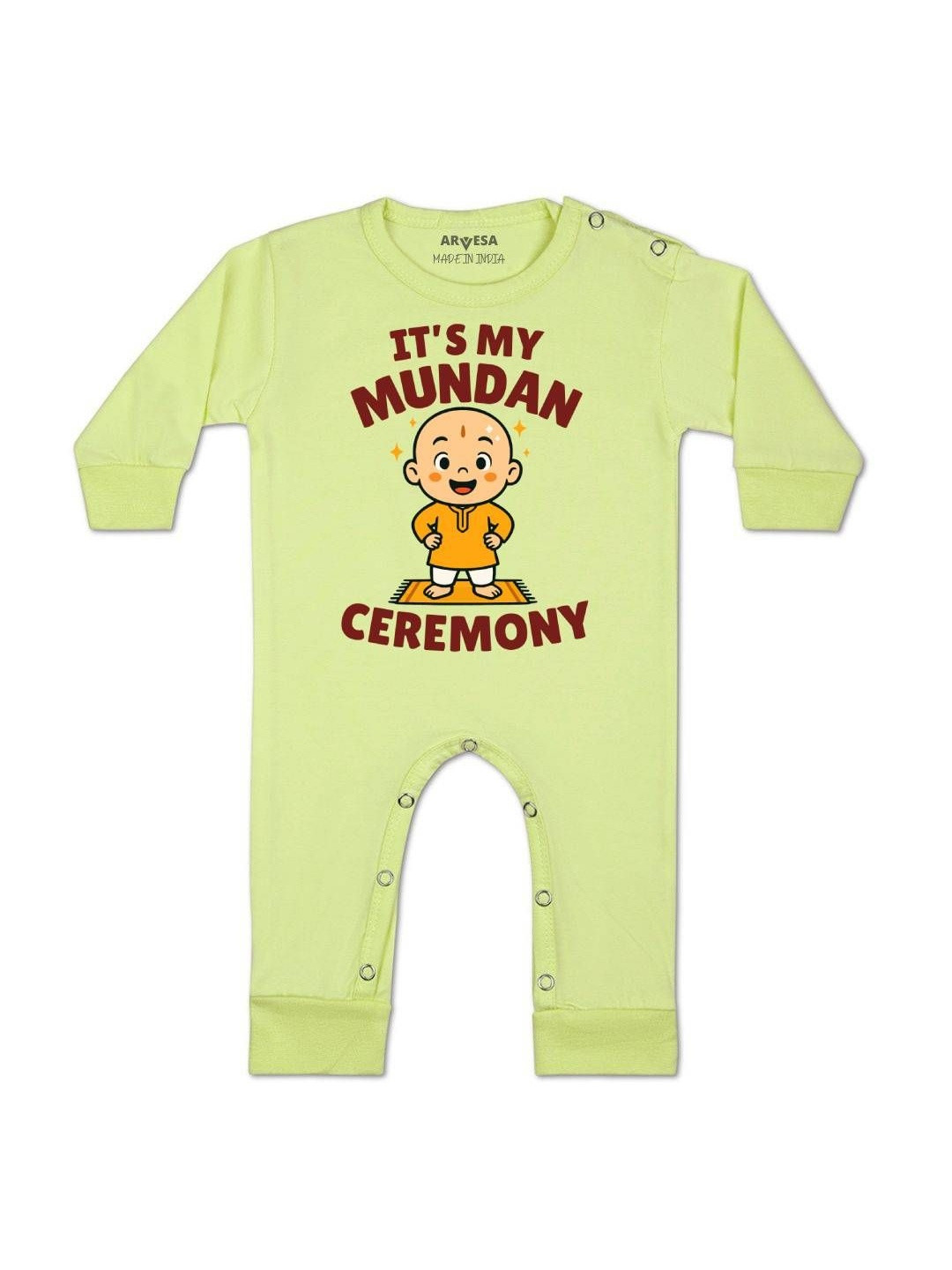 Its Mundan Ceremony Printed Baby Rompers