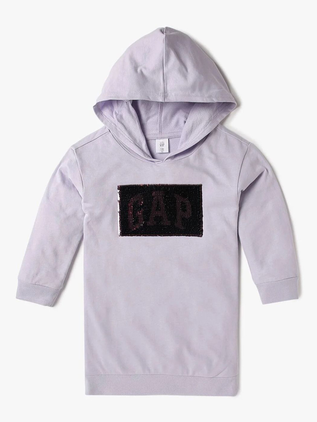GAP Girls Solid Embellished Hooded Sequined Long Sleeve Sweatshirt Dress