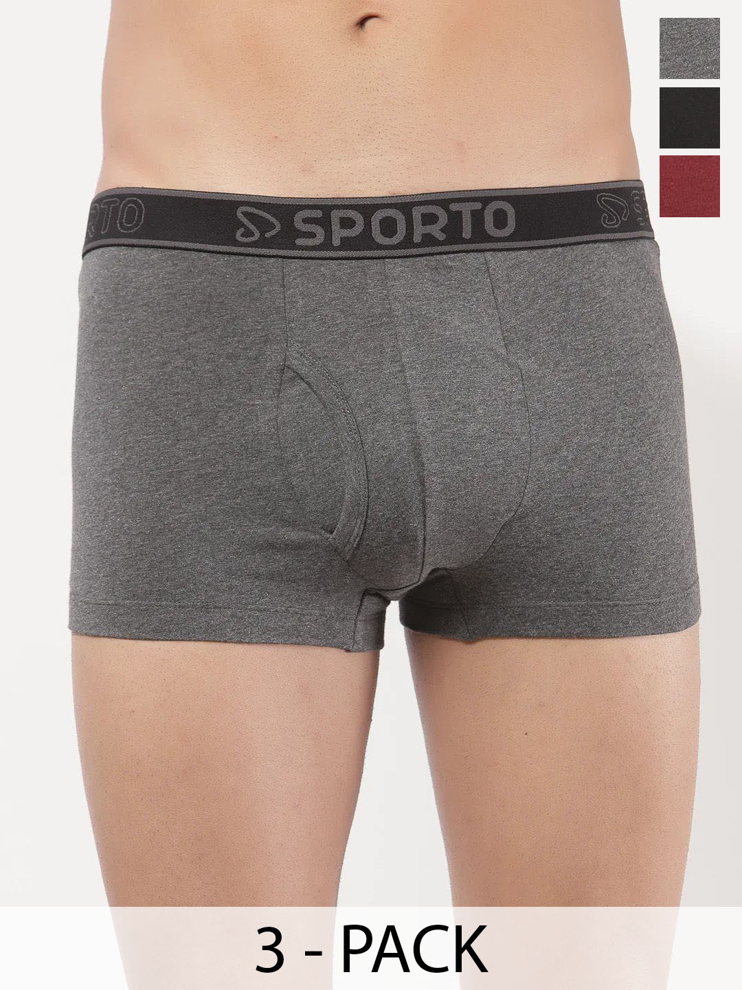 Sporto by Macho Pack Of 3 Mid-Rise Short Trunks Sprto-M1022_A(1)-B(1)-M(1)-XL