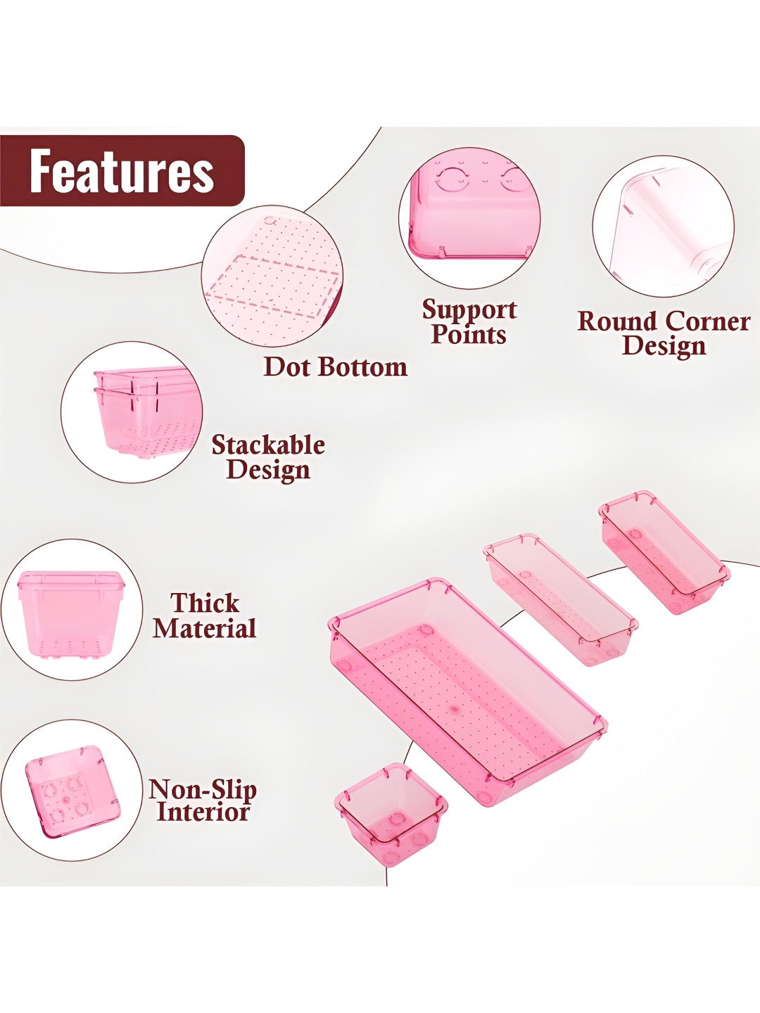 JD FRESH Pink 12 Pieces Makeup Organisers