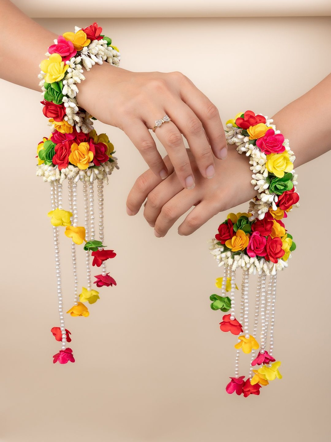 ALAMPATA Women Multicolored Flower Ethnic Bangle Kaleera Set