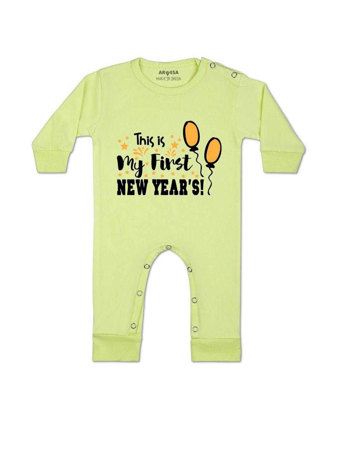 Arvesa Kids My First New Year Printed Round Neck Rompers