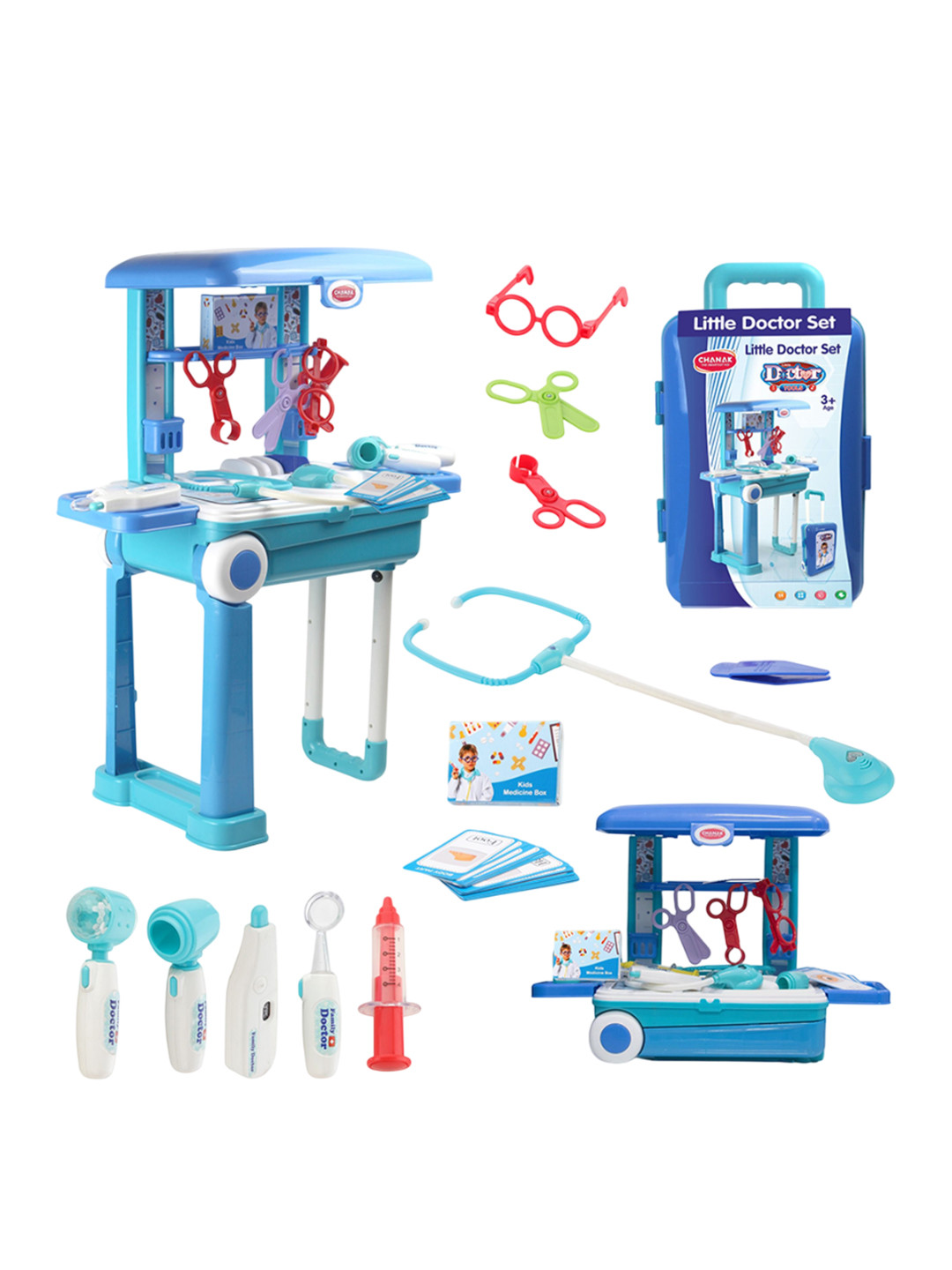 CHANAK Kids Set Of 13 Doctor Kit With Pull & Push Trolley