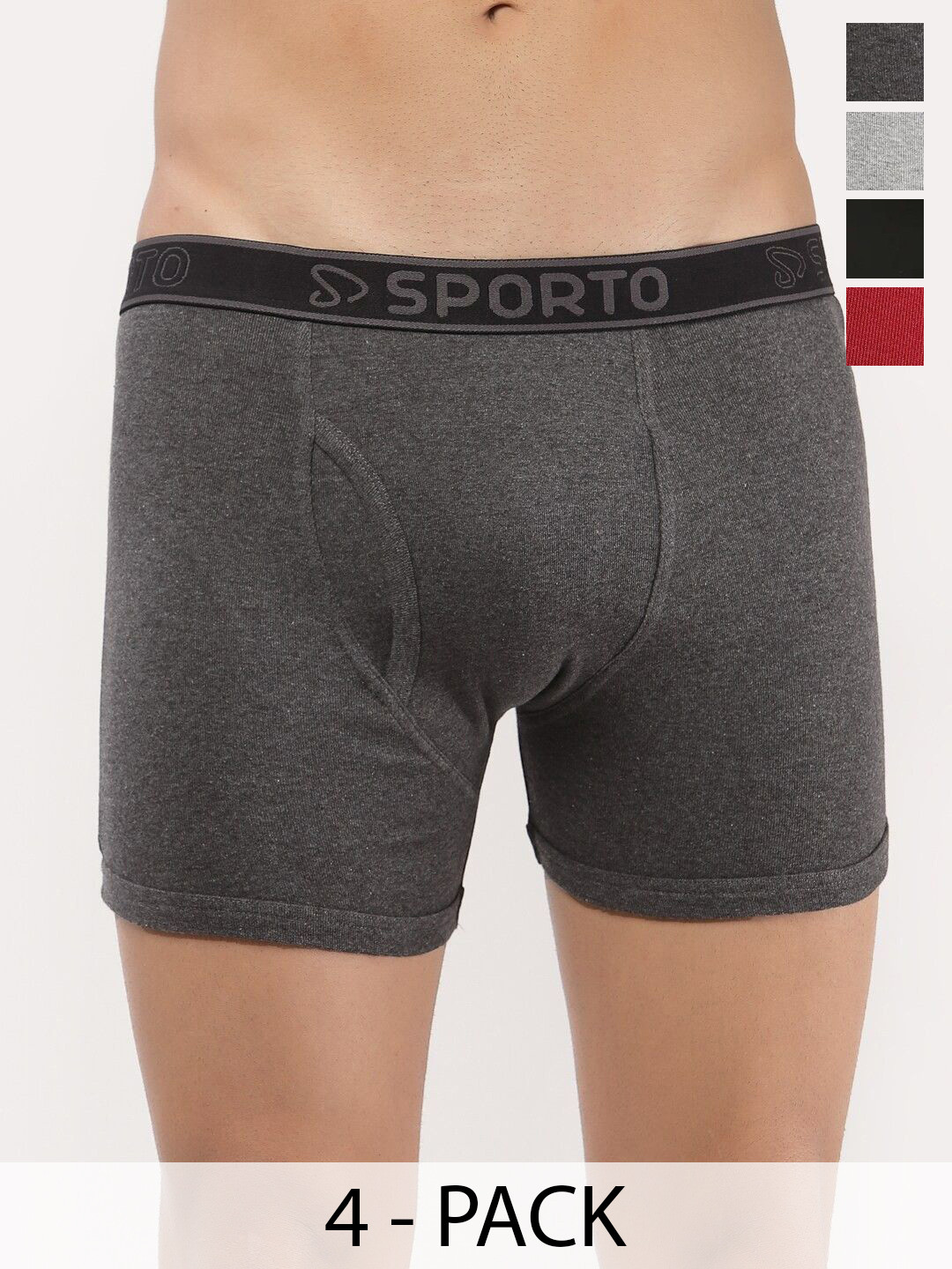 Sporto by Macho Pack Of 4 Low -Rise Trunks Sprto-M1030_A1-G1-Olv1-R1-XL-Multi