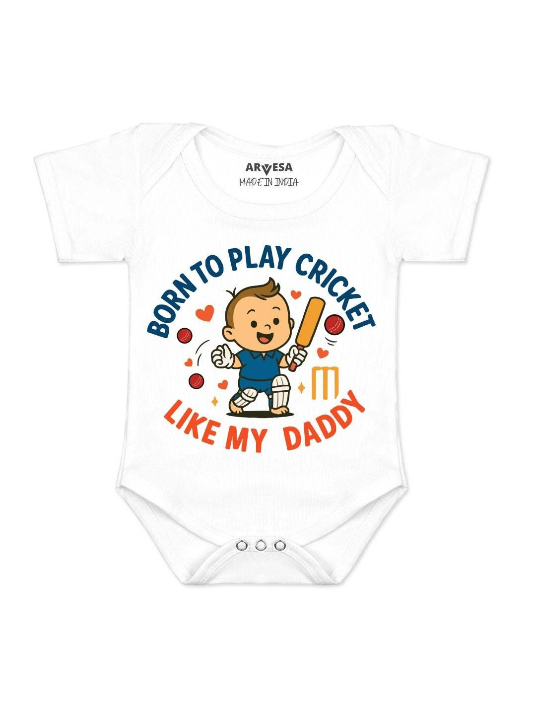 Born To Play Cricket Printed Romper