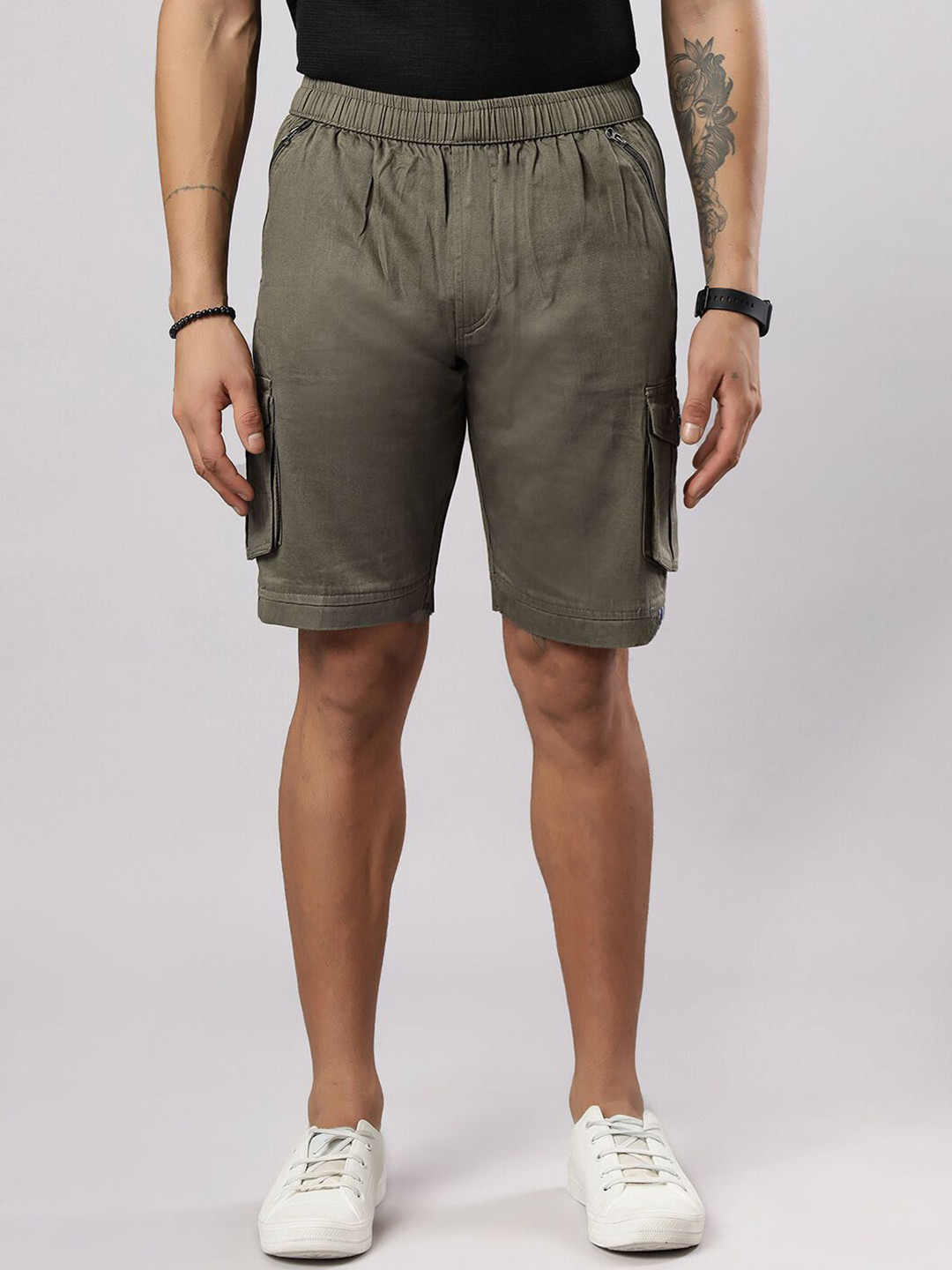 HO BINDAASS SH/PL-04 Men Regular Fit Low-Rise Pure Cotton Cargo Shorts