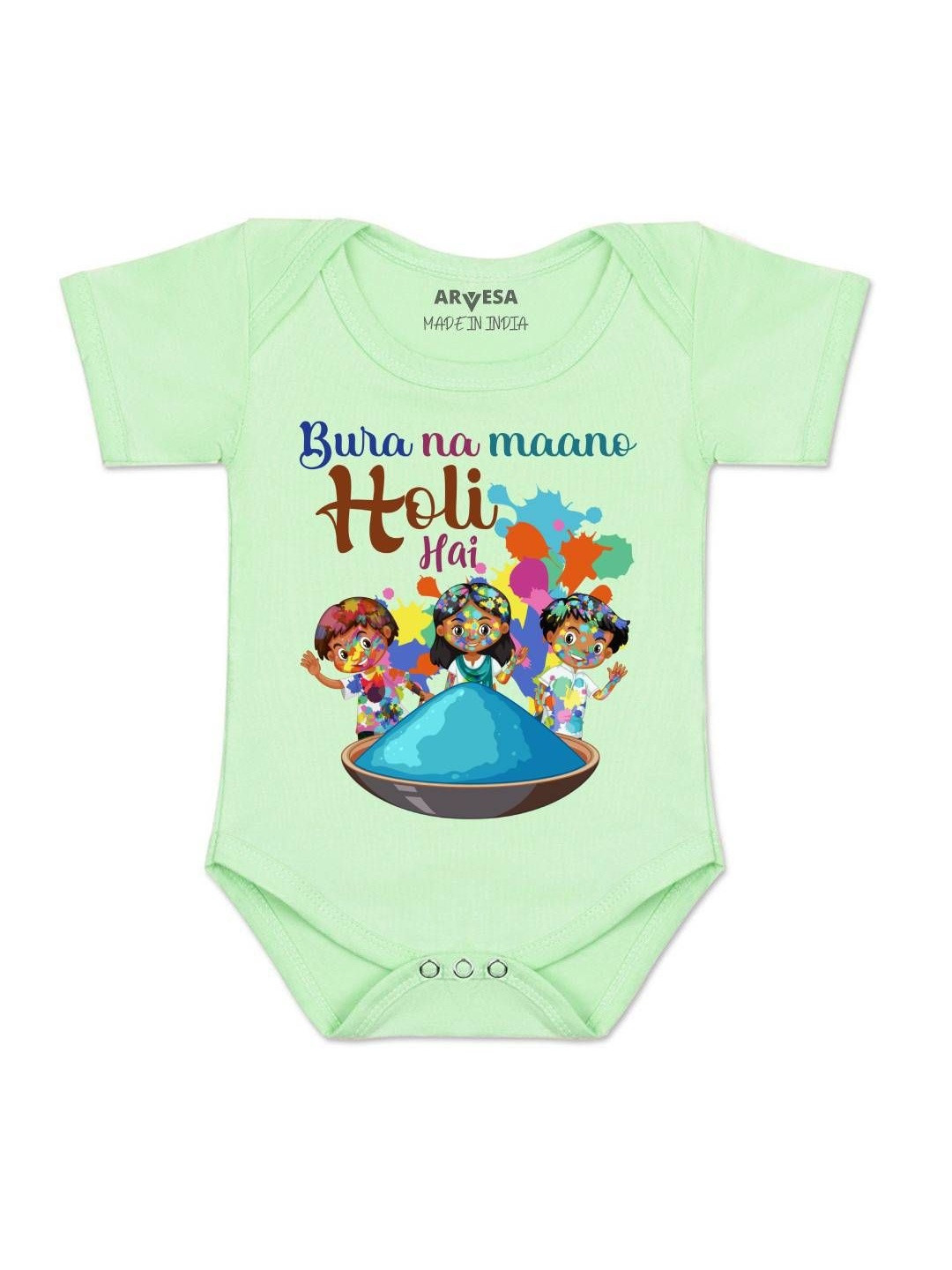 Arvesa Kids  Bura Na Mano Holi Hai Printed Romper